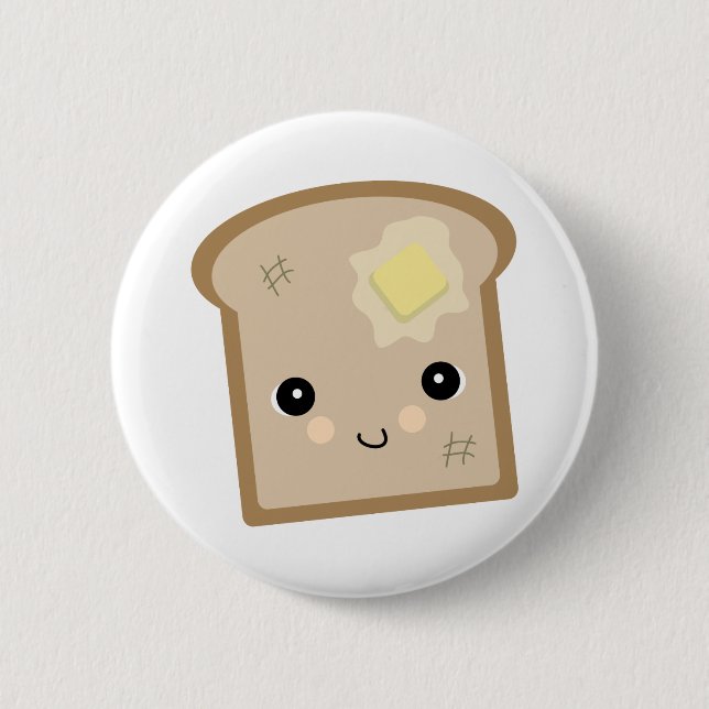 niedlicher Kawaii Toast Button (Vorderseite)