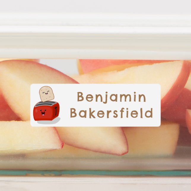 Niedlicher Kawaii Toast Roter Toaster Cartoon pers Etiketten (Befestigt)