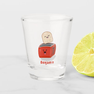 Niedlicher Kawaii-Toast und Cartoon für Rottoaster Schnapsglas