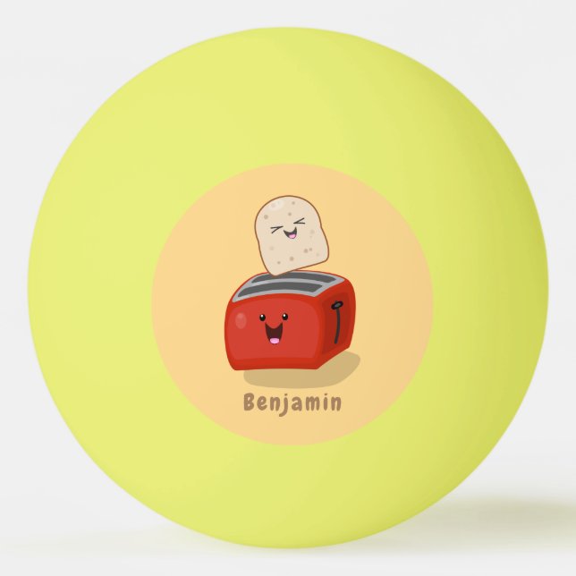 Niedlicher Kawaii-Toast und Cartoon für Rottoaster Tischtennisball (Vorderseite)