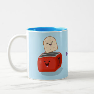 Niedlicher Kawaii-Toast und Cartoon für Rottoaster Zweifarbige Tasse