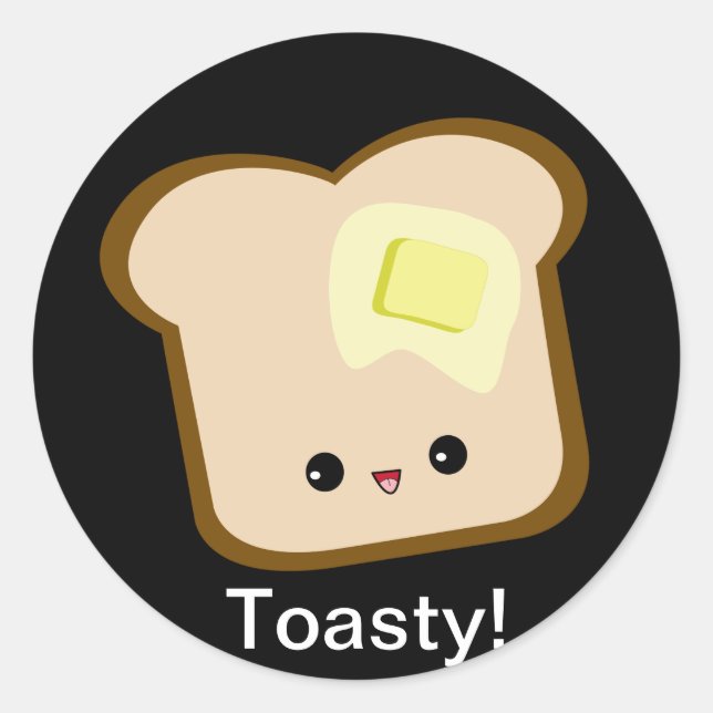 Niedlicher Kawaii Toastbrot und Butteraufkleber Runder Aufkleber (Vorderseite)