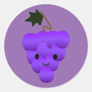 Niedlicher Kawaii Traubenstrauch Runder Aufkleber
