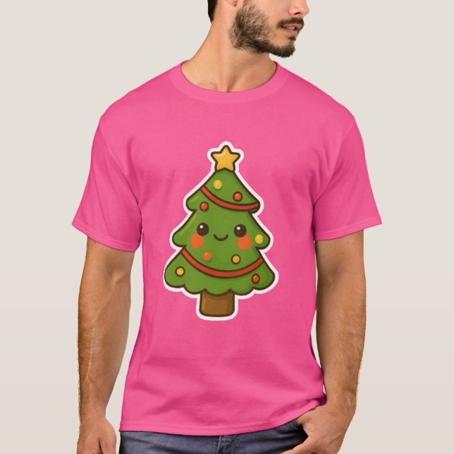 Niedlicher Kawaii Weihnachtsbaum T-Shirt (Vorderseite)