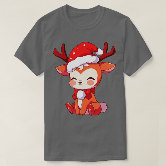 niedlicher Kawaii-Weihnachtsmann in Weihnachtsmann T-Shirt (Design vorne)
