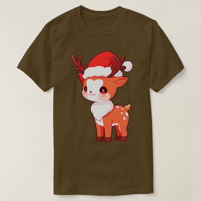 Niedlicher Kawaii Weihnachtsmann in Weihnachtsmann T-Shirt (Design vorne)