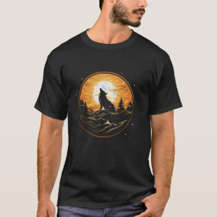 Niedlicher Kawaii Wolf Howling am Mond Kinder Alas T-Shirt