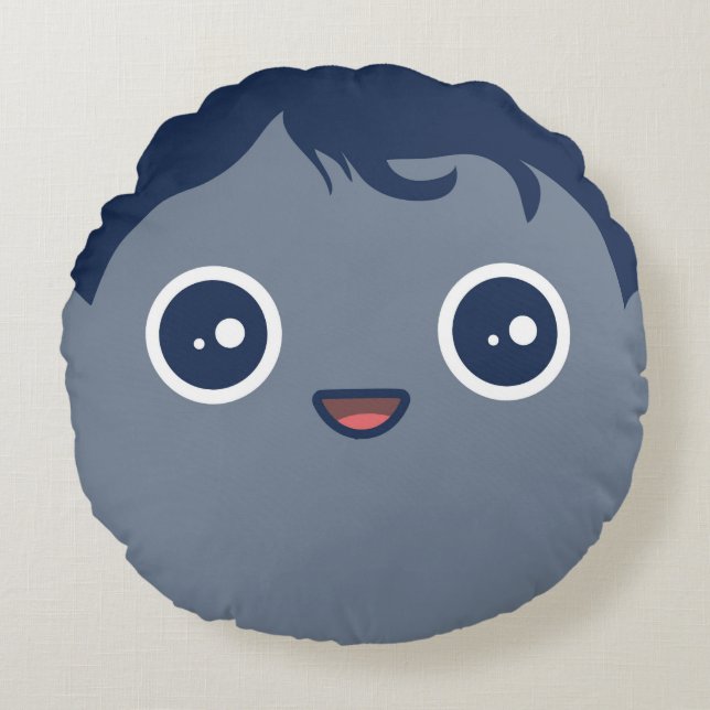 Niedlicher Kawaii zwergartiger Planet Pluto Rundes Kissen (Vorderseite)