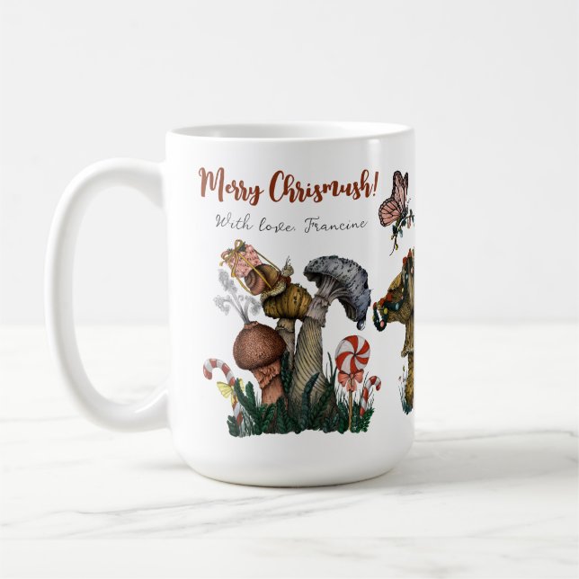 Niedlicher Kern Frohe Weihnachts Pilz Lover Kaffeetasse (Links)