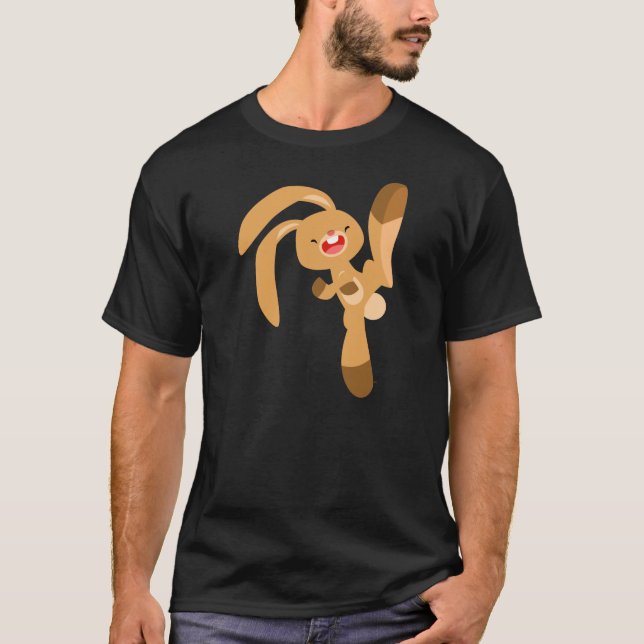 Niedlicher Kickjumping Cartoon Rabbit T - Shirt (Vorderseite)