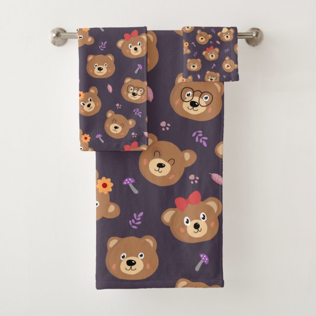 Niedlicher Kid Teddy Bear Cartoon Brown Bear Badhandtuch Set (Insitu)