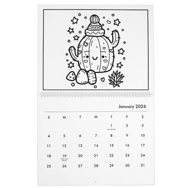 Niedlicher Kinderfarbkalender Kalender (Jan 2026)