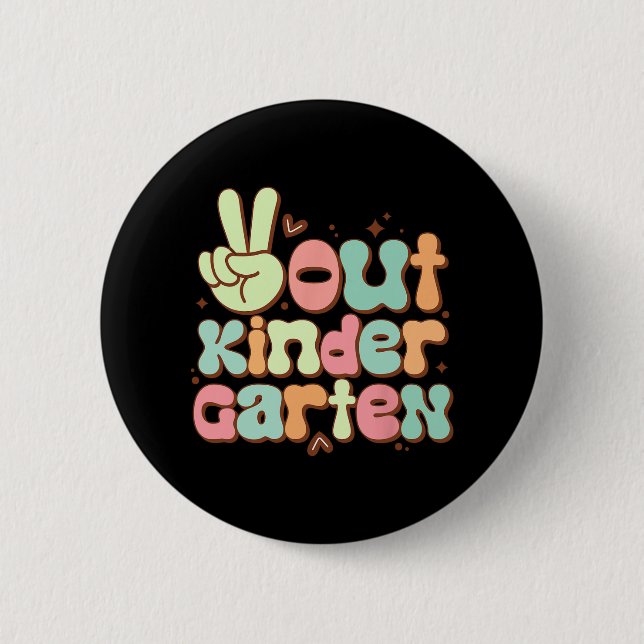 Niedlicher Kindergarten am letzten Kindergar-Tag Button (Vorderseite)