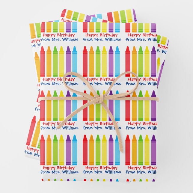Niedlicher Kindergartenlehrer Custom Crayon Geburt Geschenkpapier Set (Beispiel)