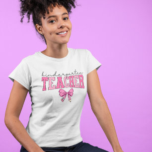 Niedlicher Kindergartenlehrer Pink Bow Design T-Shirt