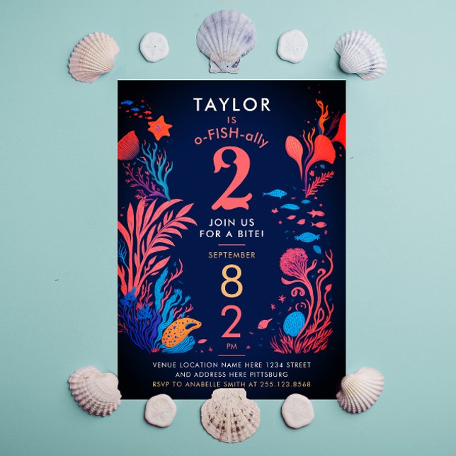 Niedlicher Kindergeburtstag der Blauen Ozeane Einladung (Von Creator hochgeladen)