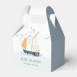 Niedlicher Kindergeburtstag Nautical Blue Sailboat Geschenkschachtel