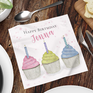 Niedlicher Kindergeburtstag Party Cupcakes Custom Serviette