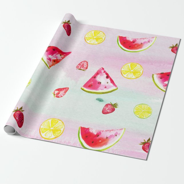 Niedlicher Kindergeburtstag Watermelon Lemon Geschenkpapier (Ungerollt)