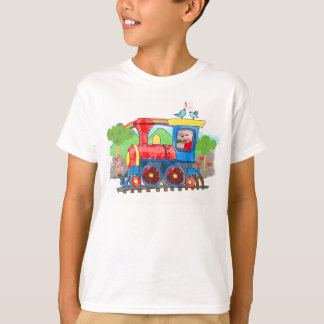 Niedlicher Kinderschablonen-Fotodampf-Zug-T - T-Shirt