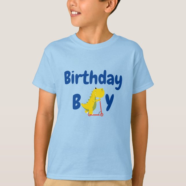 Niedlicher Kinderwagen Dinosaurier Roller Geburtst T-Shirt (Vorderseite)