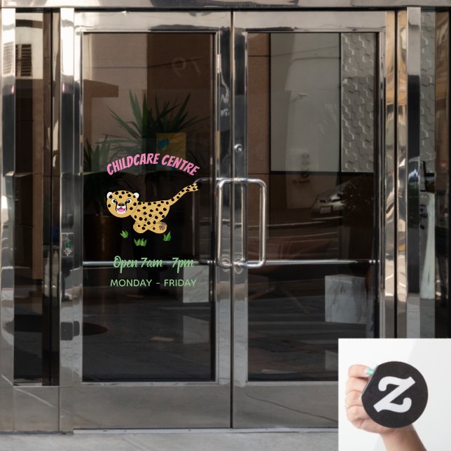 Niedlicher Kinderzettel mit Cartoon-Abbildung Fensteraufkleber (Büro Tür)