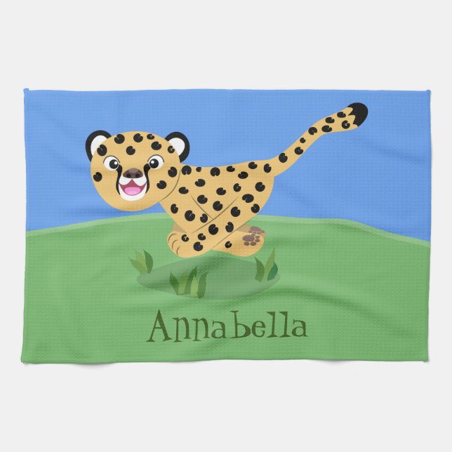 Niedlicher Kinderzettel mit Cartoon-Abbildung Geschirrtuch (Horizontal)
