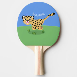 Niedlicher Kinderzettel mit Cartoon-Abbildung Tischtennis Schläger