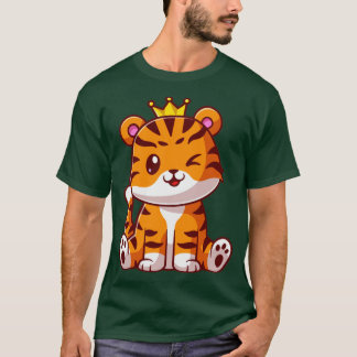 Niedlicher King Cat Sitting Cartoon T-Shirt