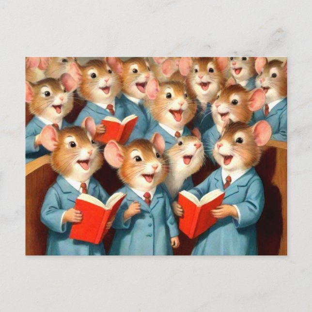 Niedlicher Kirchenchor Mäuse Postkarte (Vorderseite)