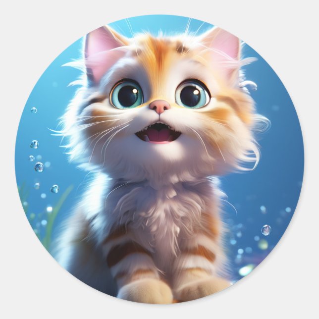 Niedlicher Kittensticker Runder Aufkleber (Vorderseite)