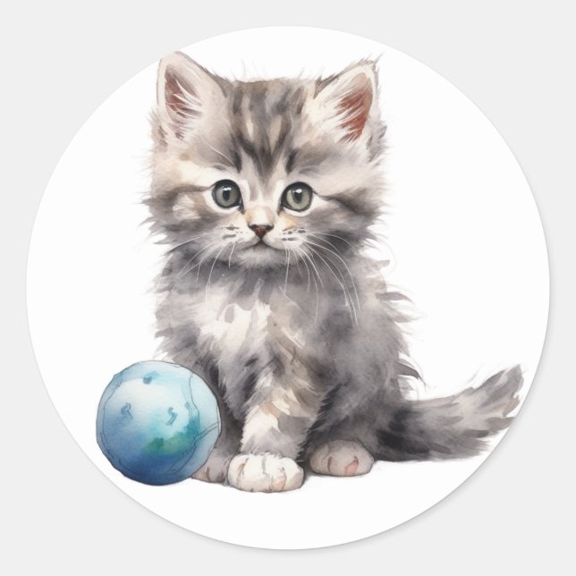 Niedlicher Kittensticker Runder Aufkleber (Vorderseite)