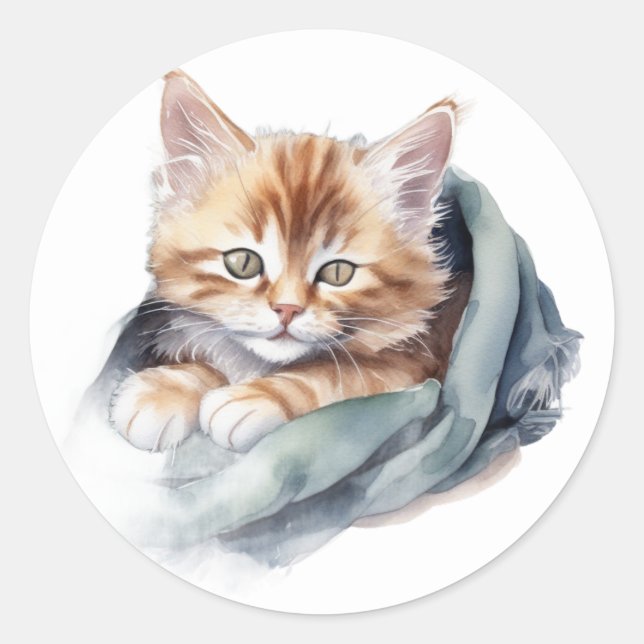 Niedlicher Kittensticker Runder Aufkleber (Vorderseite)
