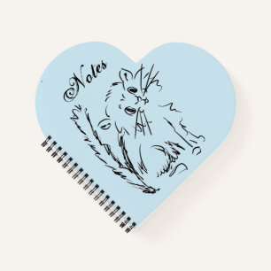 Niedlicher Kitty Cartoon Blue Heart Shapal Spiral Notizbuch