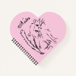 Niedlicher Kitty Cartoon Pink Heart Shaped Spiral Notizbuch