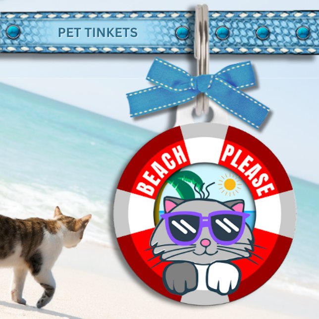 Niedlicher Kitty Cat Beach Bitte Haustiermarke (Von Creator hochgeladen)