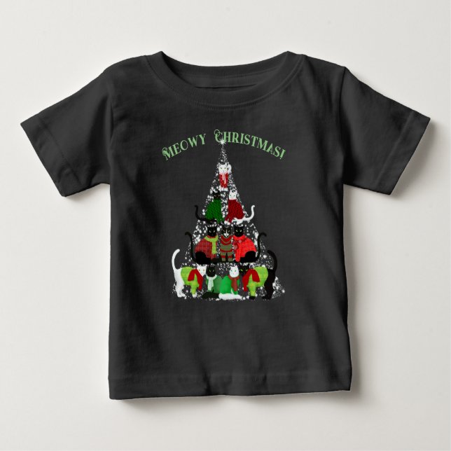 Niedlicher Kitty Christmas Tree T - Shirt (Vorderseite)