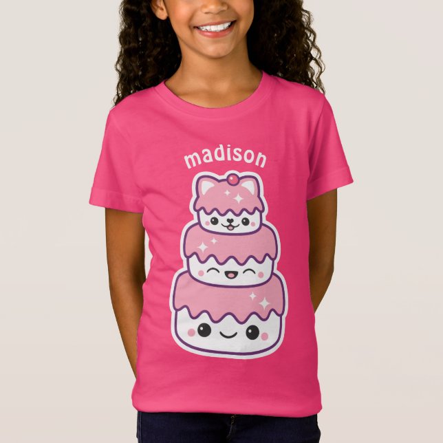Niedlicher Kitty-Katzen-Kuchen T-Shirt (Vorderseite)