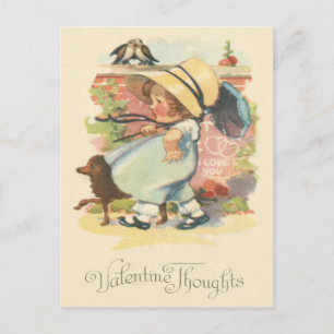 Niedlicher Kleine Girl-Dog Schirmhaube Postkarte