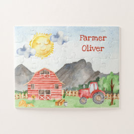 Niedlicher Kleine Kinder Bauer mit Vorname Wasserf Puzzle