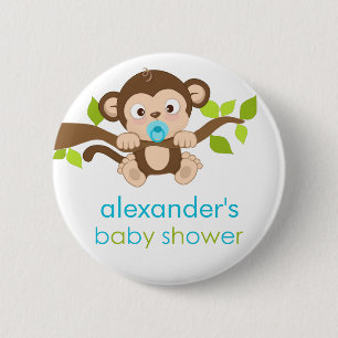 Niedlicher kleiner Affe-Jungen-Baby-Duschen-Knopf Button