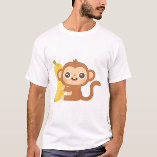 Niedlicher Kleiner Affe und Banane T-Shirt