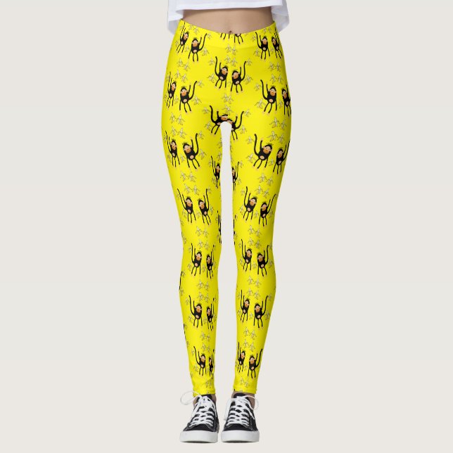 Niedlicher kleiner Affe und Bananen Leggings (Vorderseite)
