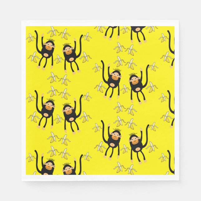 Niedlicher kleiner Affe und Bananen Serviette (Vorderseite)