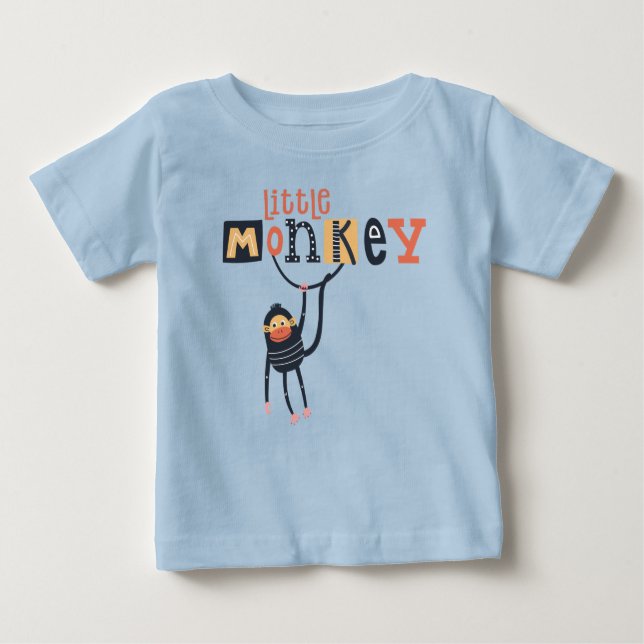 Niedlicher Kleiner Affen Zitat Typografie Junge Baby T-shirt (Vorderseite)