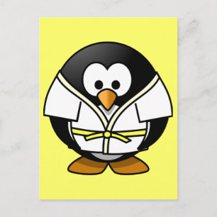 Niedlicher, kleiner, animierter Judo-Pinguin Postkarte