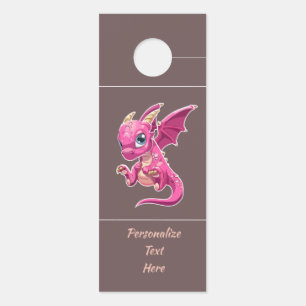 Niedlicher Kleiner Babydrache Lila Pink Kid's Room Türanhänger