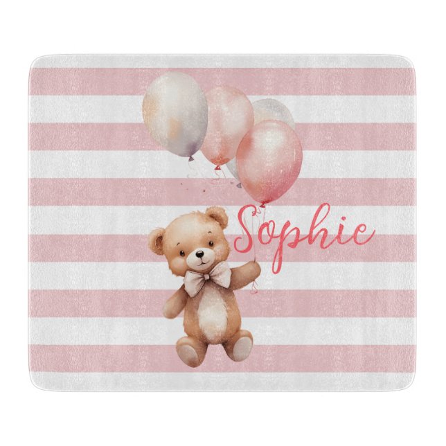 Niedlicher kleiner Bär in Rosa Schneidebrett (Vorderseite)