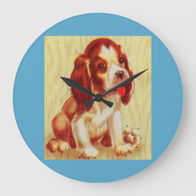 niedlicher kleiner Beagle Große Wanduhr (Vorderseite)