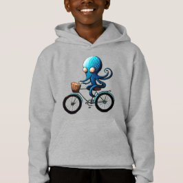 Niedlicher kleiner blauer Oktopus auf einem Fahrra Hoodie